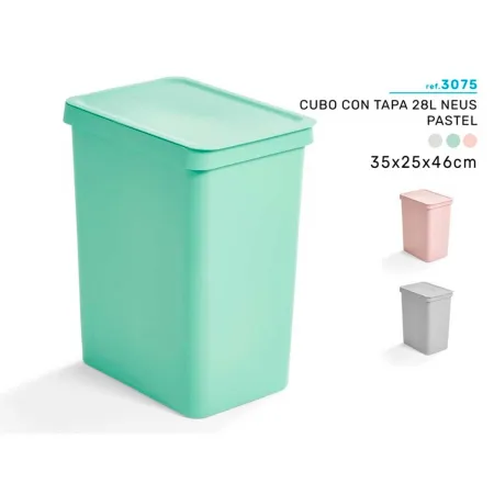 Tradineur - Cubo de basura rectangular con tapa - Fabricado en Plástico - Capacidad de 28 Litros - 44,5 x 35 x 25 cm - Color Pas Tradineur - Cubo de basura rectangular con tapa - Fabricado en Plástico - Capacidad de 28 Litros - 44,5 x 35 x 25 cm - Color Pas