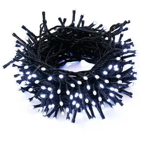 Tradineur - Tira de 140 luces navideñas LEDs - Apto para interiores - Función de luz fija e intermitente - 11 Metros - Color Bla Tradineur - Tira de 140 luces navideñas LEDs - Apto para interiores - Función de luz fija e intermitente - 11 Metros - Color Bla