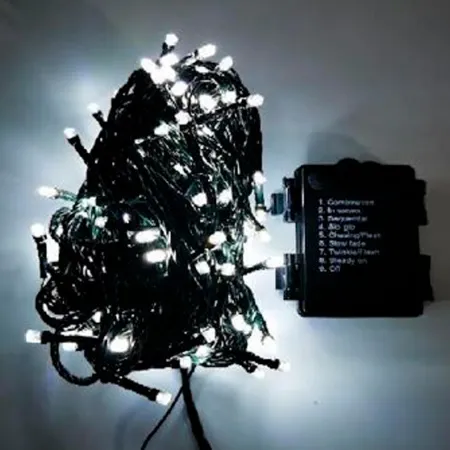 Tradineur - Tira de 140 luces navideñas LEDs - Apto para interiores - Función de luz fija e intermitente - 11 Metros - Color Bla Tradineur - Tira de 140 luces navideñas LEDs - Apto para interiores - Función de luz fija e intermitente - 11 Metros - Color Bla