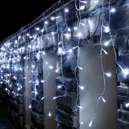 Tradineur - Cortina de 192 luces navideñas LEDs - Apto para interiores y exteriores - Función de luz fija e intermitente - Color Tradineur - Cortina de 192 luces navideñas LEDs - Apto para interiores y exteriores - Función de luz fija e intermitente - Color