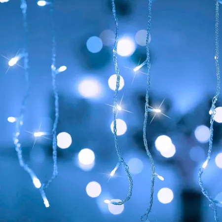 Tradineur - Cortina de 192 luces navideñas LEDs - Apto para interiores y exteriores - Función de luz fija e intermitente - Color Tradineur - Cortina de 192 luces navideñas LEDs - Apto para interiores y exteriores - Función de luz fija e intermitente - Color