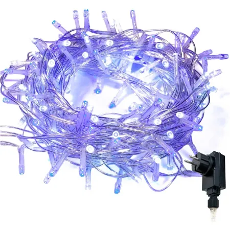 Tradineur - Tira de 300 luces LEDs a pilas - Apto para interiores - Función de luz fija e intermitente - 24 Metros - Color Azul Tradineur - Tira de 300 luces LEDs a pilas - Apto para interiores - Función de luz fija e intermitente - 24 Metros - Color Azul