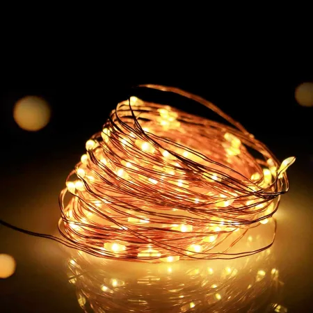 Tradineur - Alambre de 300 luces navideñas LEDs a pilas - Acto para interior y exterior - Función de luz fija e intermitente - 3 Tradineur - Alambre de 300 luces navideñas LEDs a pilas - Acto para interior y exterior - Función de luz fija e intermitente - 3
