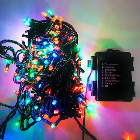 Tradineur - Tira de 360 luces navideñas LEDs a pilas - Apto para interiores y exteriores - Función de luz fija e intermitente - Tradineur - Tira de 360 luces navideñas LEDs a pilas - Apto para interiores y exteriores - Función de luz fija e intermitente -
