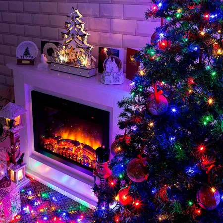 Tradineur - Tira de 360 luces navideñas LEDs a pilas - Apto para interiores y exteriores - Función de luz fija e intermitente - Tradineur - Tira de 360 luces navideñas LEDs a pilas - Apto para interiores y exteriores - Función de luz fija e intermitente -