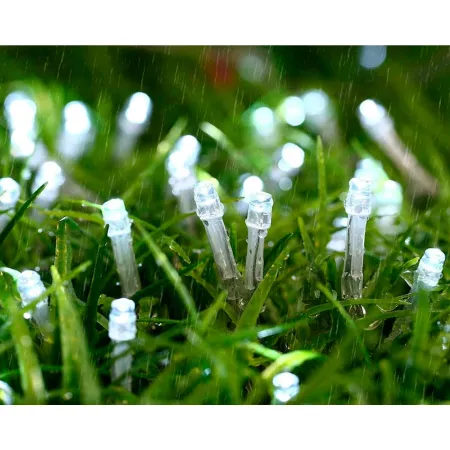 Tradineur - Tira de 50 luces LEDs para navidad a pilas (no incluidas) - Cableado blanco - Apto solo para interior y exterior - F Tradineur - Tira de 50 luces LEDs para navidad a pilas (no incluidas) - Cableado blanco - Apto solo para interior y exterior - F