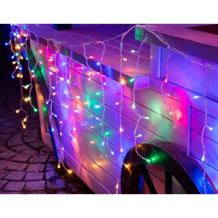 Tradineur - Cortina de 144 luces LEDs - Apto para interiores - Función de luz fija e intermitente - Multicolor Tradineur - Cortina de 144 luces LEDs - Apto para interiores - Función de luz fija e intermitente - Multicolor