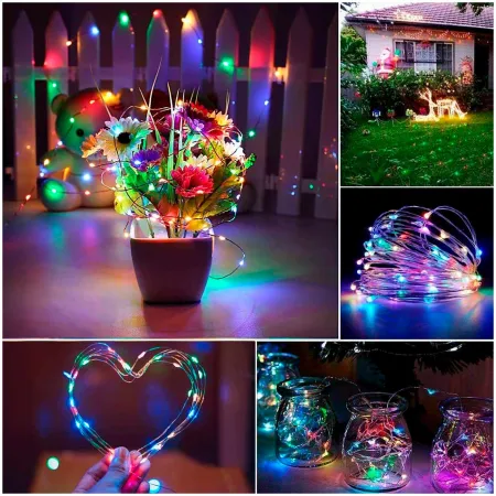 Tradineur - Alambre de 20 luces navideñas para botella LEDs - Apto solo para interior - Función de luz fija e intermitente - 2 M Tradineur - Alambre de 20 luces navideñas para botella LEDs - Apto solo para interior - Función de luz fija e intermitente - 2 M