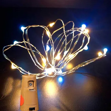 Tradineur - Alambre de 50 luces navideñas para botella LEDs - Apto solo para interior - Función de luz fija e intermitente - 5 M Tradineur - Alambre de 50 luces navideñas para botella LEDs - Apto solo para interior - Función de luz fija e intermitente - 5 M
