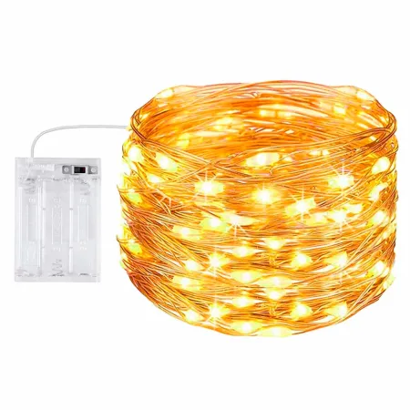 Tradineur - Alambre de 20 luces navideñas LEDs - Apto solo para interior - Función de luz fija e intermitente - 2 Metros - Color Tradineur - Alambre de 20 luces navideñas LEDs - Apto solo para interior - Función de luz fija e intermitente - 2 Metros - Color