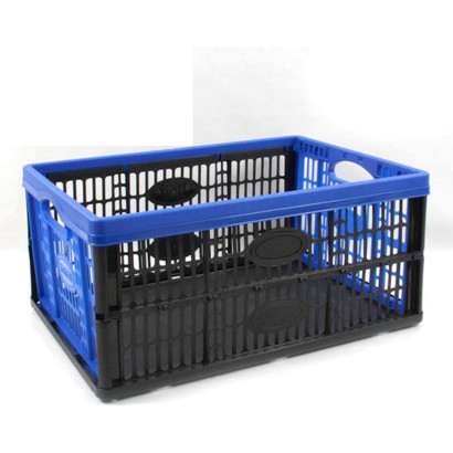 Tontarelli - Caja plástico plegable de 23,6 x 47,5 x 35 cm "voila" de color azul de 32 litros. Recipiente de plástico plegable, para almacenamiento y organización. Contenedor de almacenaje.