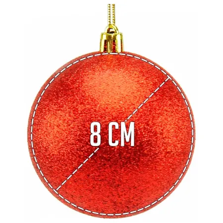Pack de 12 bolas de navidad rojas, diámetro 8 cm, con cordón dorado para colgar en el árbol o abeto navideño, adornos festivos c Pack de 12 bolas de navidad rojas, diámetro 8 cm, con cordón dorado para colgar en el árbol o abeto navideño, adornos festivos c