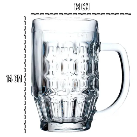Tradineur – Caja de 6 vasos de cerveza modelo “Malles” – Fabricación en cristal resistente – Aptos para lavavajillas – 0,4 litro