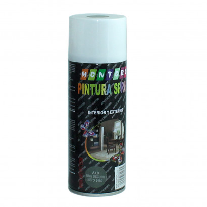 Montoro - Bote de pintura en spray gris oscuro A10 400 ml, válido para multitud de superficies de interior y exterior. Pintura en spray, válida para distintos materiales de 20 x 6,5 x 6,5 cm