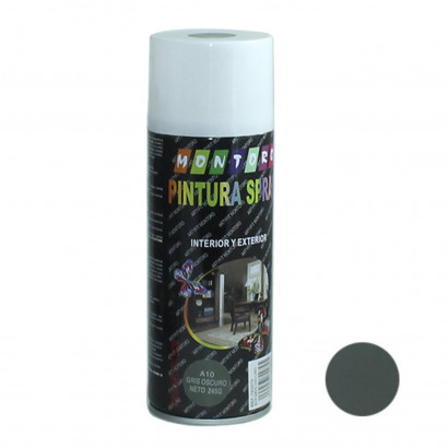 Montoro - Bote de pintura en spray gris oscuro A10 400 ml, válido para multitud de superficies de interior y exterior. Pintura en spray, válida para distintos materiales de 20 x 6,5 x 6,5 cm