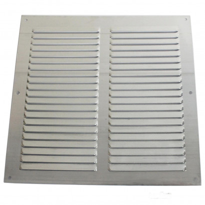 Rejilla de ventilación plana de aluminio empotrable 25 x 25 cm, fácil de instalar, altamente resistente, fijación con tornillos (no incluidos), renovación de aire