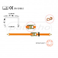 Cincha de amarre trincaje de poliéster, cinta con ganchos cerrados 35 mm x 8,5 m, tensor de carraca, correa trinquete, pulpo para baca, eslinga con carraca, peso máximo 2.000 kg