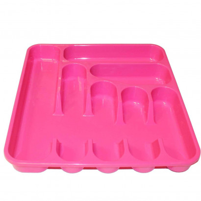 Bandeja organizadora de plástico, de color surtido, de 5 x 37,5 x 41,5 cm, Recipiente para ordenación y almacenamiento de cubertería. Cubertero para guardar cubiertos con compartimentos.