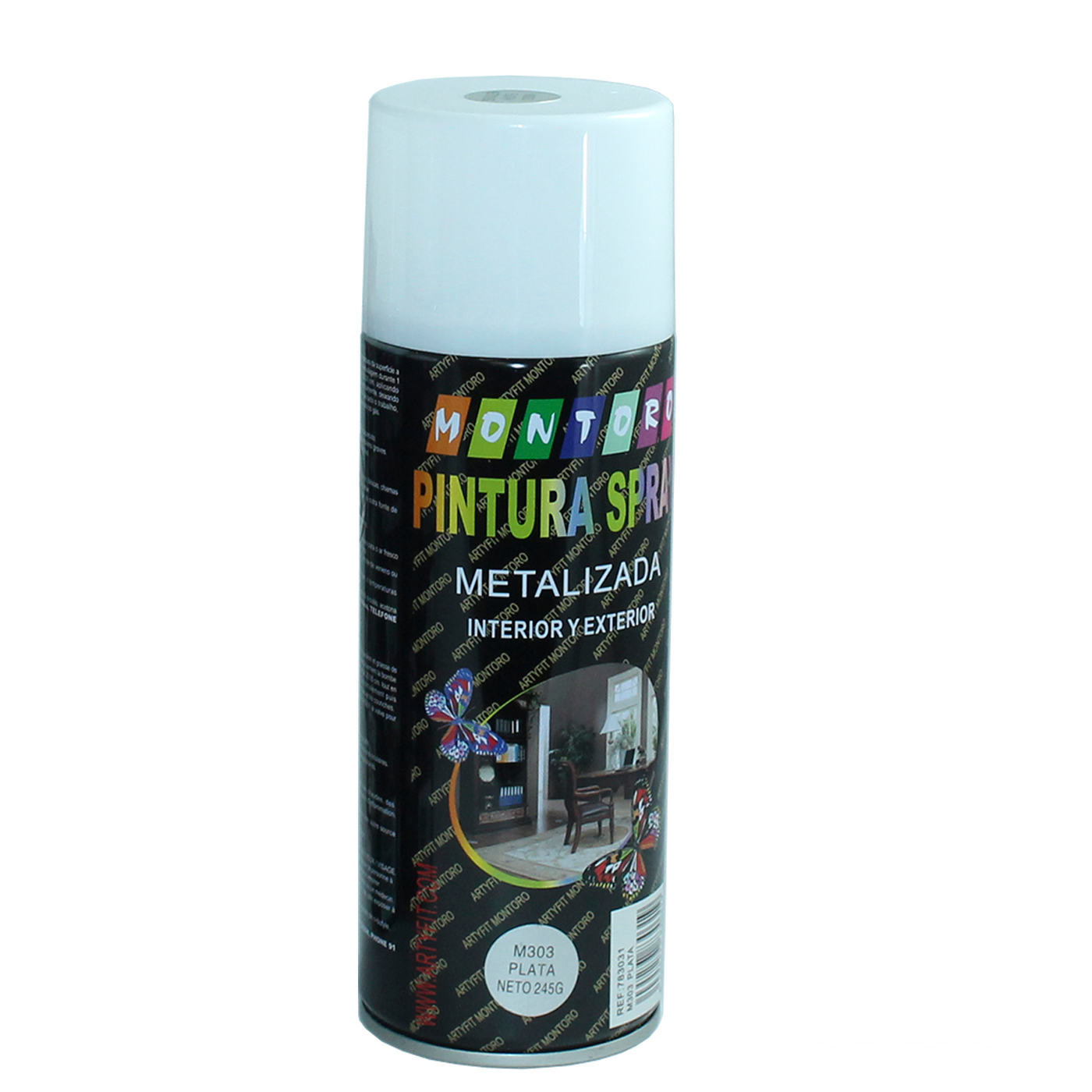 Montoro - Bote de pintura en spray color plata M303 400 ml, válido para multitud de superficies de interior y exterior