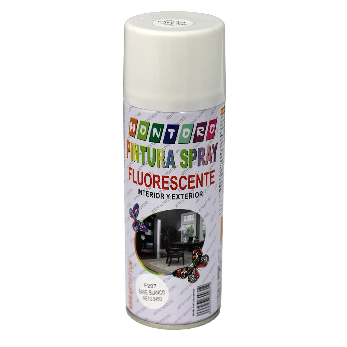 Montoro - Bote de pintura en spray base blanco F207 400 ml, válido para multitud de superficies de interior y exterior