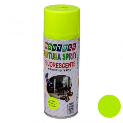 Montoro - Bote de pintura en spray amarillo fluorescente F201 400 ml, válido para multitud de superficies de interior y exterior