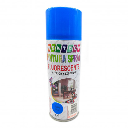 Montoro - Bote de pintura en spray azul fluorescente F205 400 ml. Válido para multitud de superficies de interior y exterior