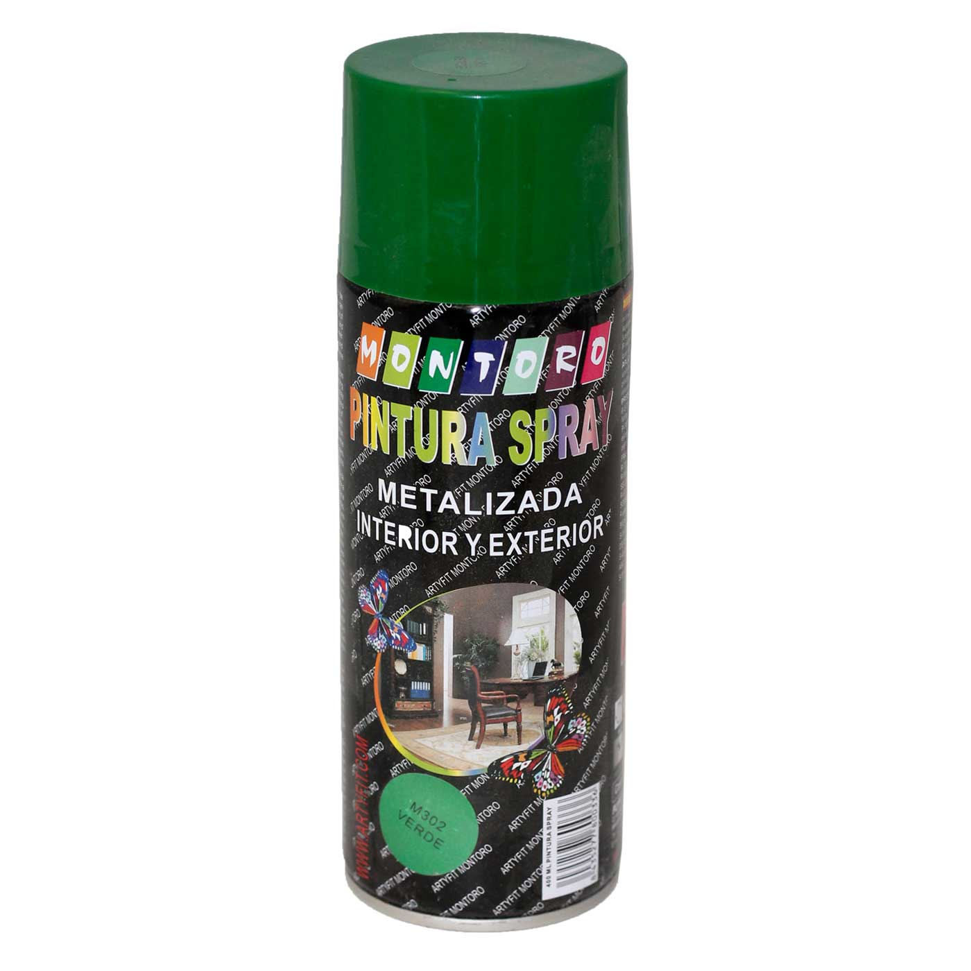 Montoro - Bote de pintura en spray verde metalizado M302 400 ml, válido para multitud de superficies de interior y exterior