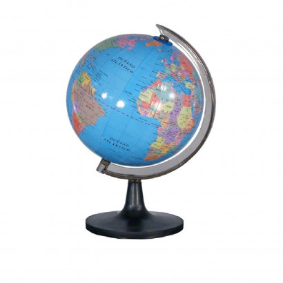 Globo terráqueo giratorio en Español 18 cm, globo terrestre de plástico educativo, mapa mundi político redondo