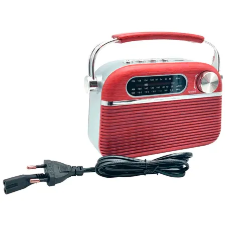 Tradineur - Radio vintage "Blues" portátil con asa, bluetooth, bandas AM/FM/SW, batería recargable, ranuras usb y micro SD, ante Tradineur - Radio vintage "Blues" portátil con asa, bluetooth, bandas AM/FM/SW, batería recargable, ranuras usb y micro SD, ante