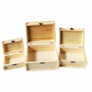 Conjunto de 3 cajas de madera natural, set de cajas de madera rectangulares, 4.8 x 13.2 x 8.3 cm, 6.8 x 16.1 x 11.2 cm, 8.3 x 19 x 14.2 cm