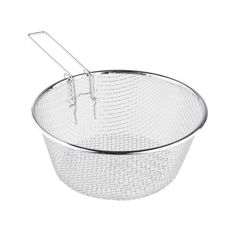Tradineur - Cestillo freidor y escurridor de acero inoxidable, de 24 cm de diámetro y 9 cm de alto. Cesto para realizar labores Tradineur - Cestillo freidor y escurridor de acero inoxidable, de 24 cm de diámetro y 9 cm de alto. Cesto para realizar labores