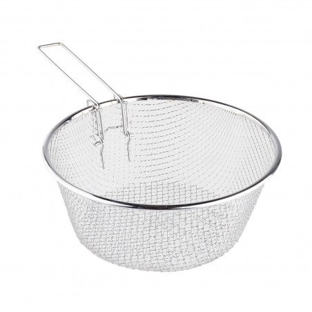 Tradineur - Cestillo freidor y escurridor de acero inoxidable, de 24 cm de diámetro y 9 cm de alto. Cesto para realizar labores