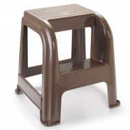 Plastic Forte - Taburete plástico marrón con peldaño 45,5 x 44,2 x 42 cm, banqueta con escalón, silla, asiento, escalera de dos pasos ligera, peso máximo 150 kg, hogar