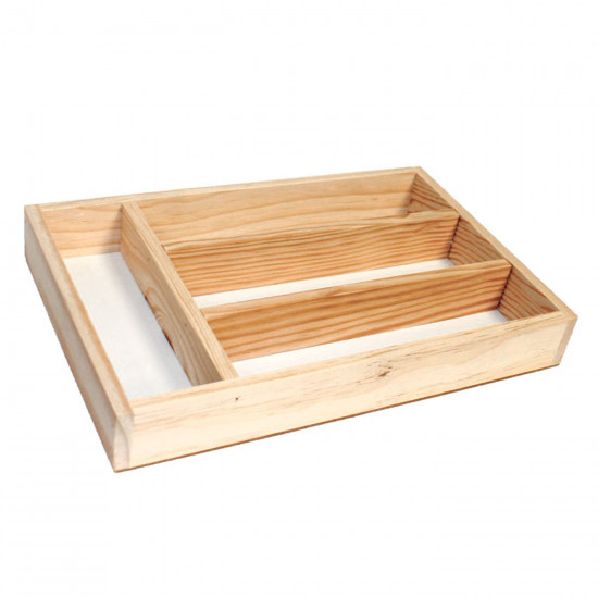 Artema - Cubertero, organizador cubiertos de madera 35 x 25 x 3,5 cm, bandeja 4 compartimentos, porta utensilios de madera para cajón cocina, fondo lacado