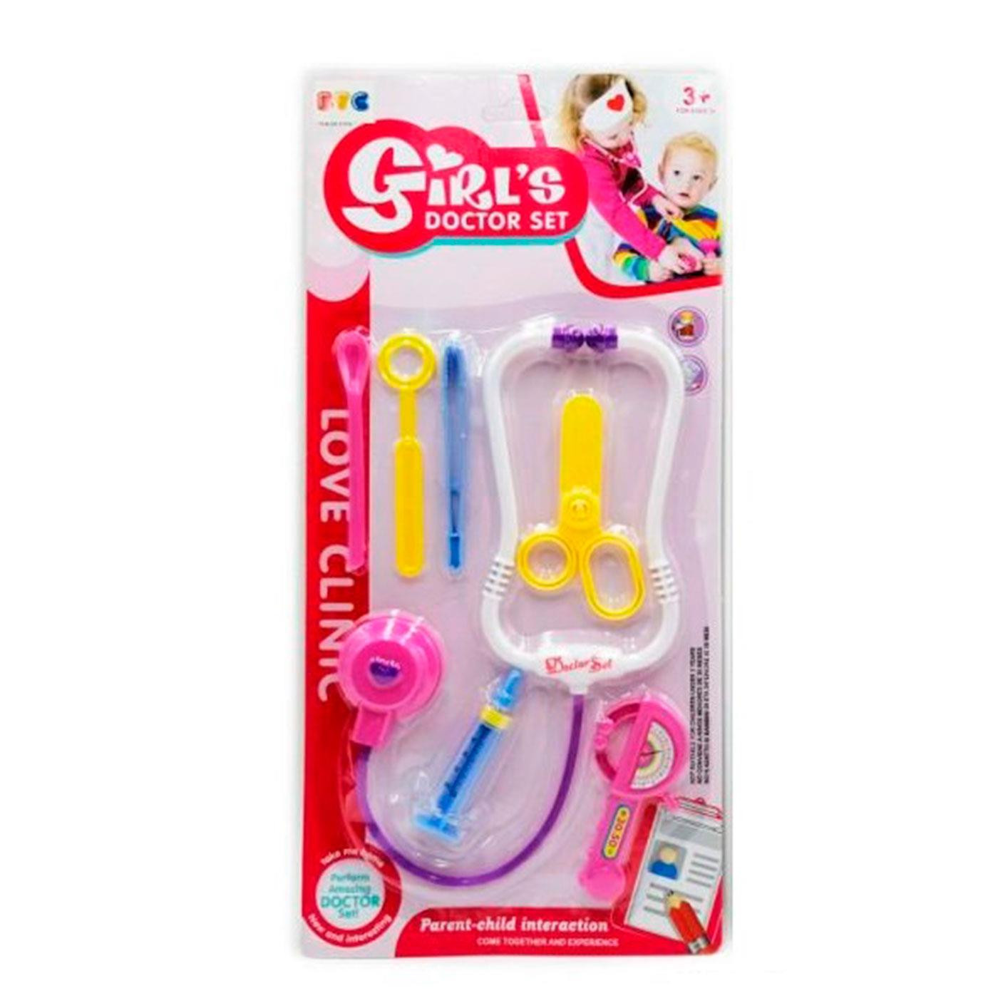 Set de niña doctora de juguete, plástico, kit infantil con accesorios para jugar a los médicos, estetoscopio, tijeras, pinzas, regalo para niñas, modelo aleatorio