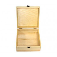 Caja de madera cuadrada con cierre metálico 6 x 12,3 x 12,3 cm, cajita, cofre con tapa para decorar y guardar objetos de valor, joyas, coleccionables