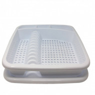 Plastic Forte - Escurreplatos de plástico rectangular con bandeja 38,5 x 38,5 x 8 cm, escurridor de cocina, recipiente secado de vajilla, color aleatorio