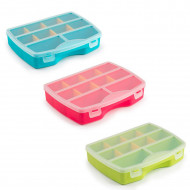 Plastic Forte - Maletín organizador de plástico, 10 compartimentos, tapa transparente, divisores removibles, almacenamiento tornillos, accesorios pesca, botones, 4 x 19 x 14,2 cm, color aleatorio