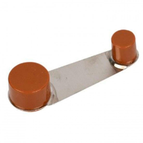 Tope para puerta marrón de acero inoxidable y plástico 10 cm. Retenedor de puerta adhesivo, protección de pared y muebles