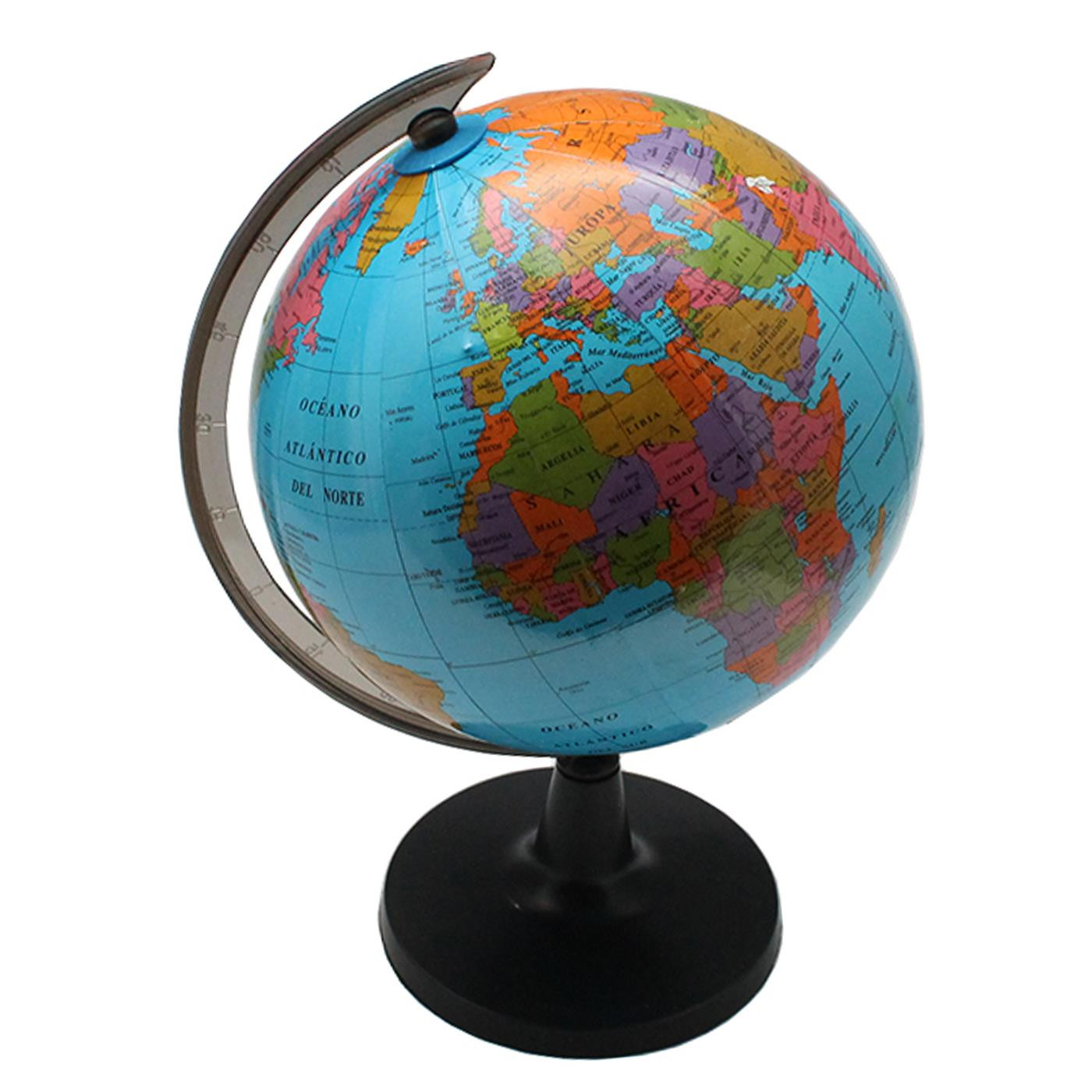 Gerimport - Globo terráqueo educativo 21 x 21 cm, mapa político decorativo, decoración de escritorio