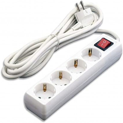 Alargador de 4 enchufes con interruptor de 3m y 16a/250v 3680w. Alargadera de 3m con 4 enchufes Regueta con 4 bases de 3m.