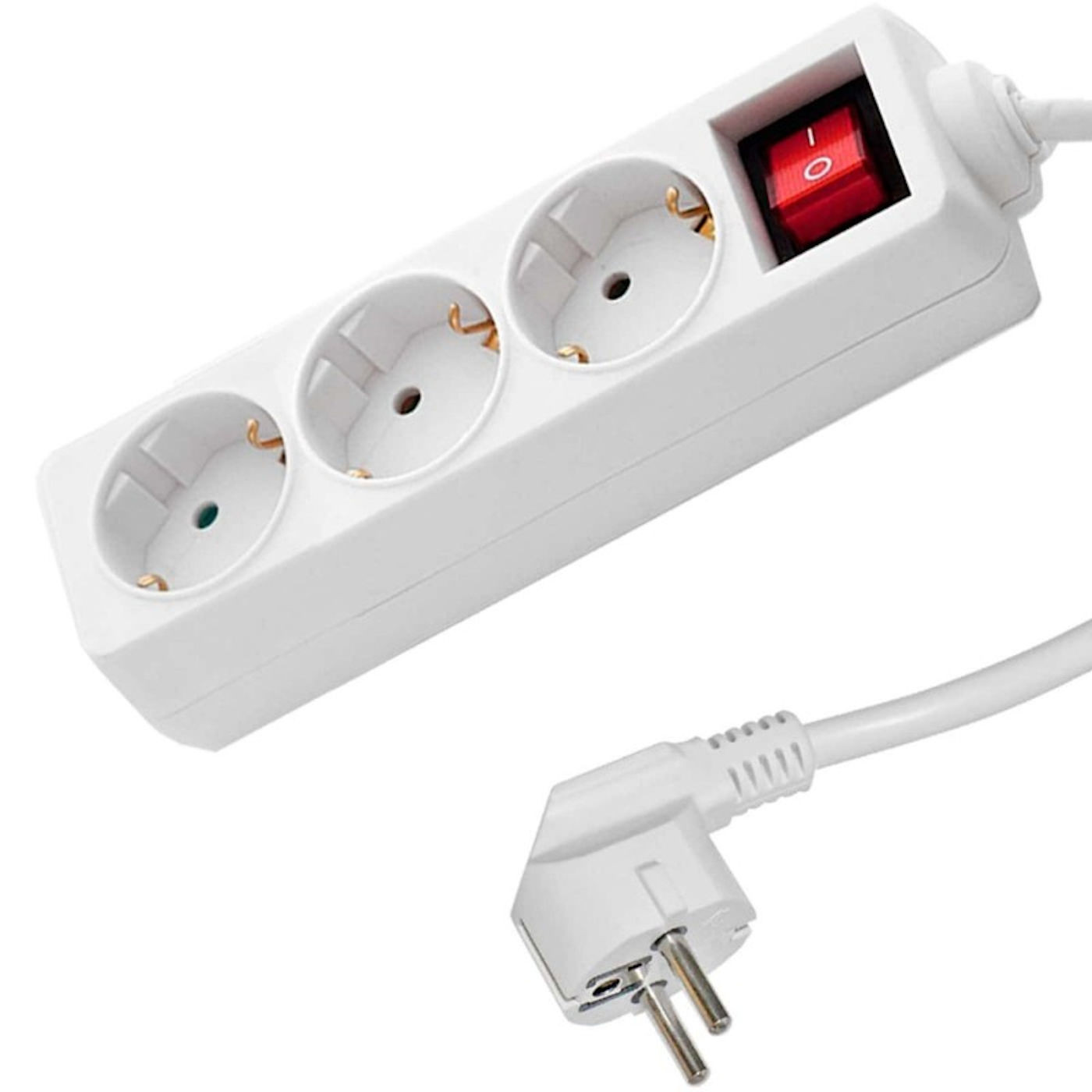 Alargador de 3 enchufes con interruptor de 3 m y 16a/250v 3680w. Alargadera de 3 m con 3 enchufes Regueta con 3 bases de 3m.