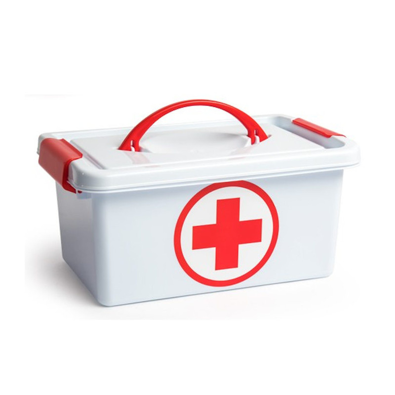 Tradineur - Caja botiquín de plástico con asa de color blanco, de 29 x 18,5 x 13 cm,con capacidad para 4 litros. Baúl con tapa p Tradineur - Caja botiquín de plástico con asa de color blanco, de 29 x 18,5 x 13 cm,con capacidad para 4 litros. Baúl con tapa p