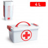 Tradineur - Caja botiquín de plástico con asa de color blanco, de 29 x 18,5 x 13 cm,con capacidad para 4 litros. Baúl con tapa p