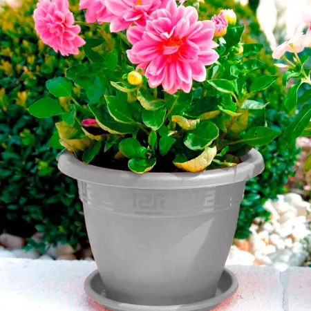 Tradineur - Maceta Redonda "Terracota" - Fabricado en Plástico - Macetero apto para Exterior e Interior del hogar - Ø 25 cm - Co