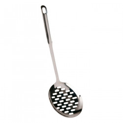Tradineur - Espumadera de acero inoxidable 33 x 11 x 2 cm, cucharón, paleta de cocina con agujero para colgar, apta para lavavaj