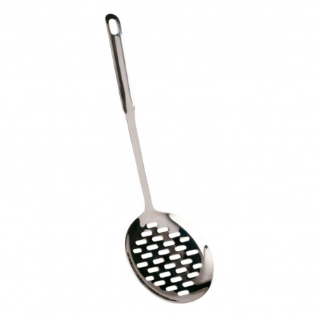 Tradineur - Espumadera de acero inoxidable 33 x 11 x 2 cm, cucharón, paleta de cocina con agujero para colgar, apta para lavavaj