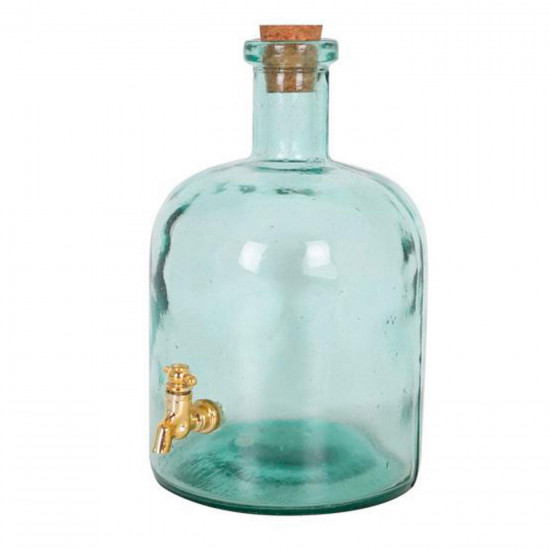 Botella de vidrio con grifo de 2.25 litros, dispensador de bebidas de vidrio con grifo, 25 x 14 x 19 cm