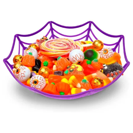 Tradineur - Pack de 2 fruteros de Halloween - Fabricado en Plástico - Diseño Telaraña - Ø 27,5 x 8,5 cm - Color Aleatorio