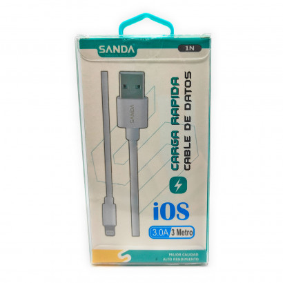 Cable de datos para móvil Iphone 3.0A, carga rápida, cable de 1,2 m, transferencia de datos de smartphone a portátil u otro dispositivo, color blanco